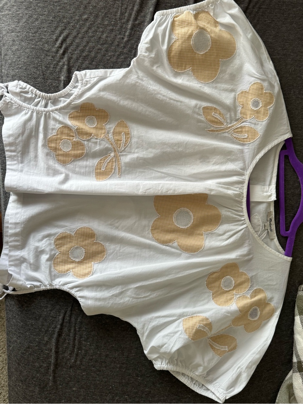 Madewell White Gathered Neckline Top - Picture 2 of 6